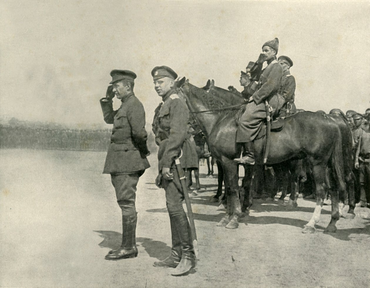 एम। केरेन्स्की सैल्यूटिंग द ट्रूप्स, जुलाई 1917, 1919। द्वारा अज्ञात