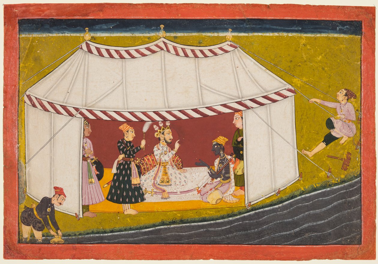 माधवनवाला कामकंदला श्रृंखला के शासक से पहले एक तम्बू में माधव, सी। 1700। द्वारा अज्ञात