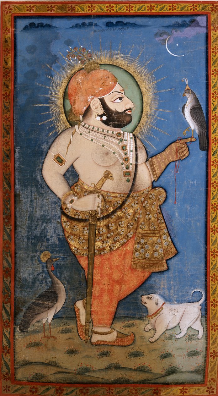 बाज के साथ महाराणा भीम सिंह, 1805-1810 द्वारा अज्ञात