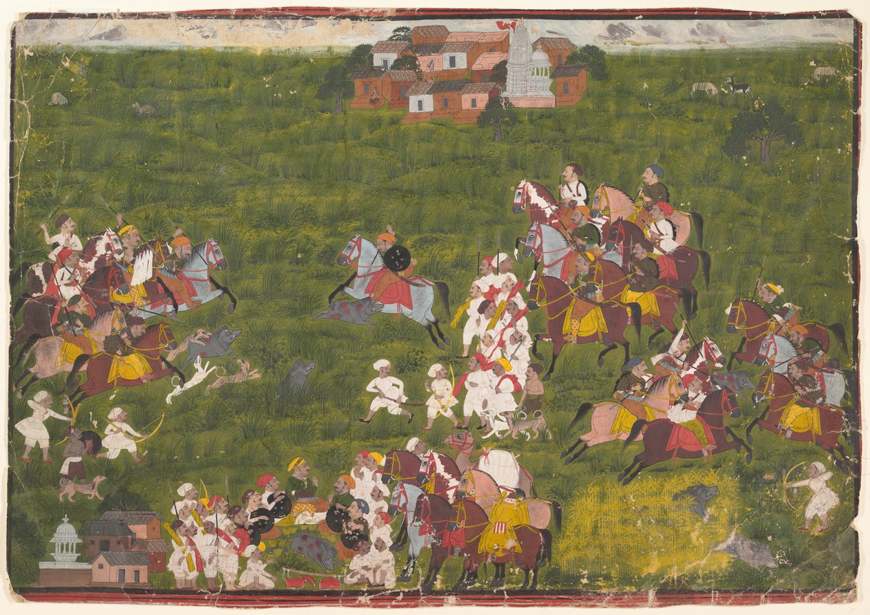 Maharana Sangram Singh Hunting Wild Boar, ca. 1725.  द्वारा अज्ञात