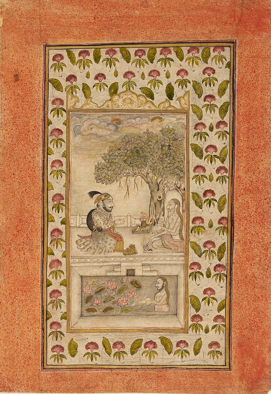 Maharana Sangram Singh II visiting a yogi, 1710-1715 द्वारा अज्ञात