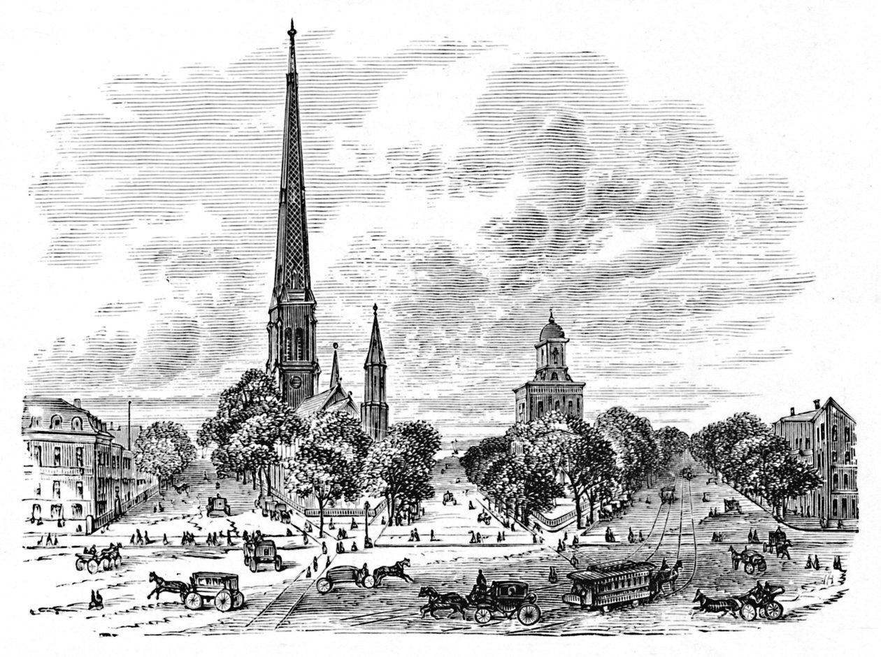 मुख्य सड़क, भैंस, चर्चों के सामने, 1883 द्वारा अज्ञात
