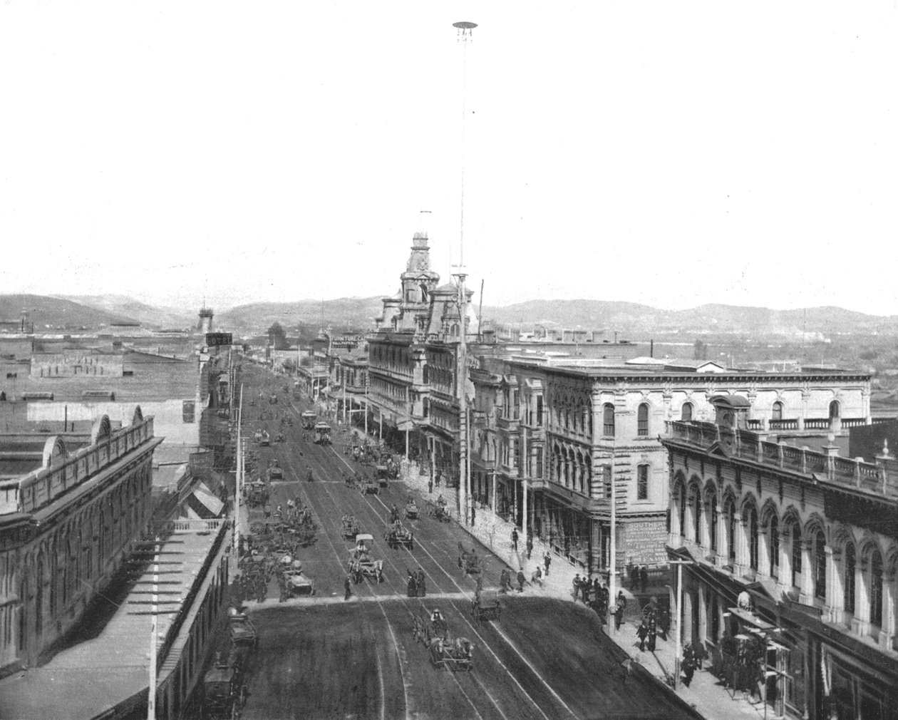मेन स्ट्रीट, लॉस एंजिल्स, कैलिफोर्निया, संयुक्त राज्य अमेरिका, c1900। द्वारा अज्ञात