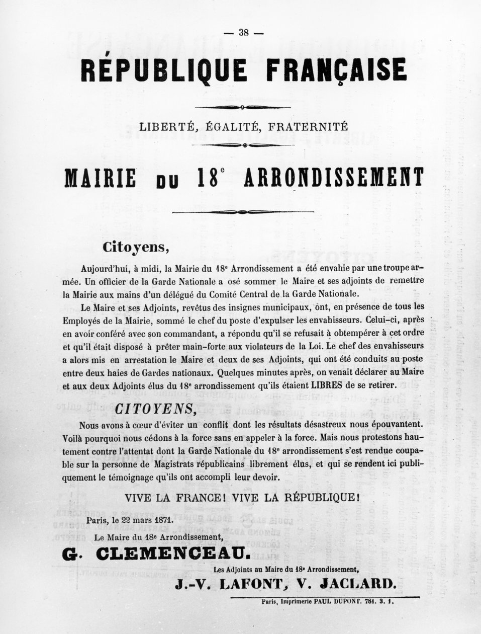 Mairie du 18 वीं Arrondissement, पेरिस कम्यून के फ्रांसीसी राजनीतिक पोस्टर, मई 1871 से द्वारा अज्ञात