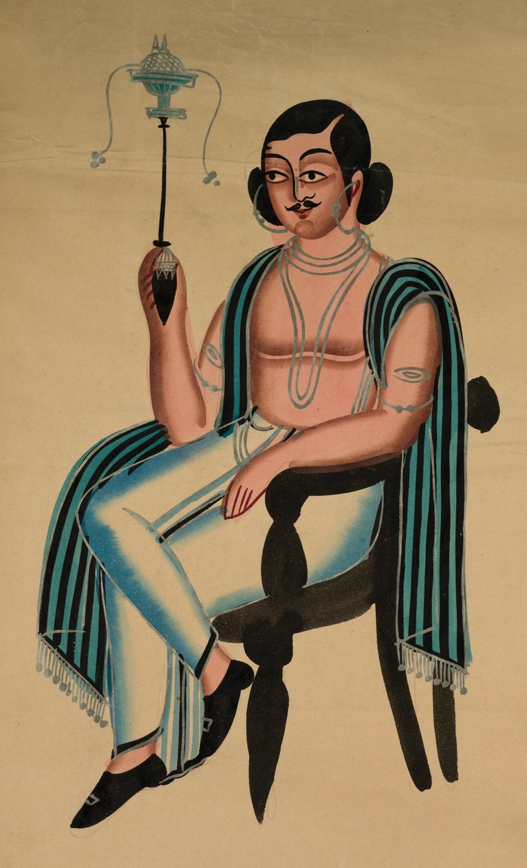 मैन यूरोपियन चेयर में बैठे स्मोकिंग ए मार्जिला पाइप, सी। 1880। द्वारा अज्ञात