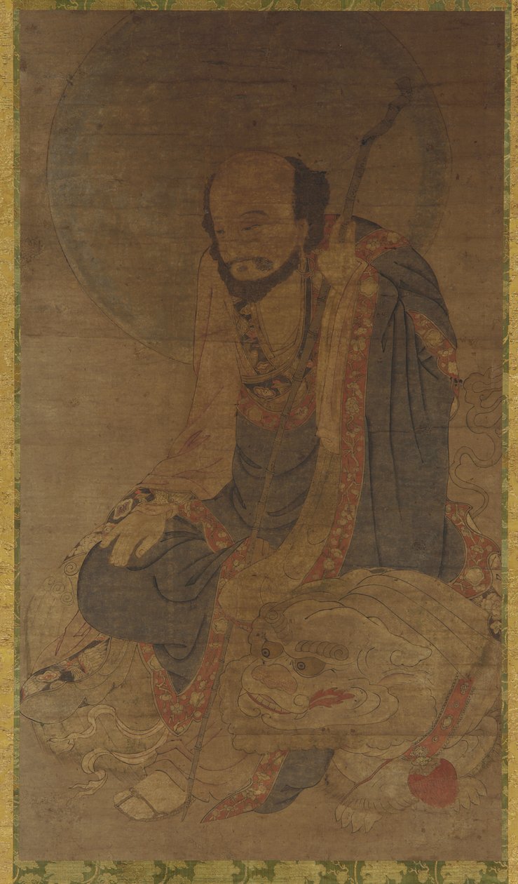 मंजुश्री और उसका शेर, मिंग राजवंश, 1368-1644। द्वारा अज्ञात