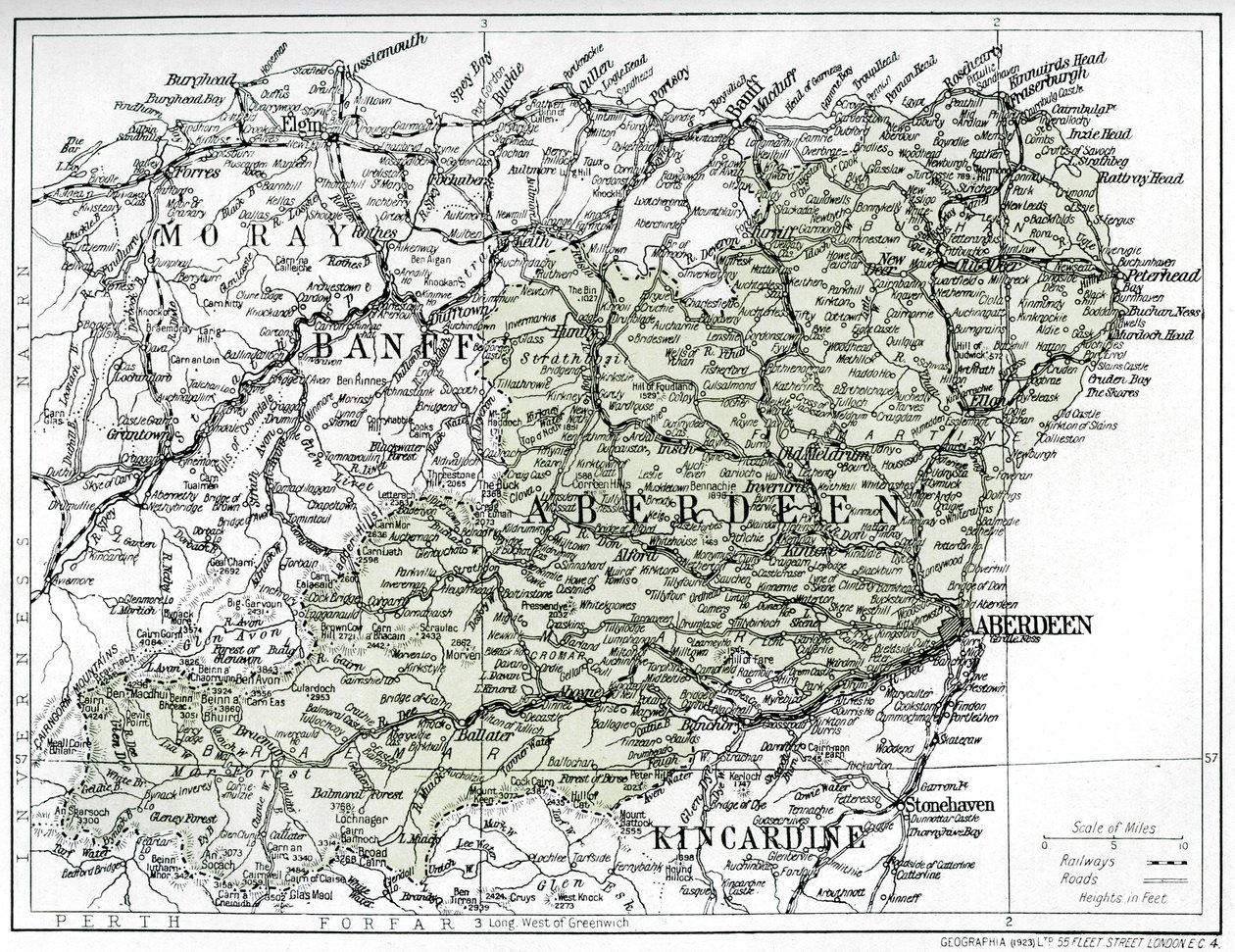 एबर्डीनशायर का नक्शा, 1924-1926 द्वारा अज्ञात
