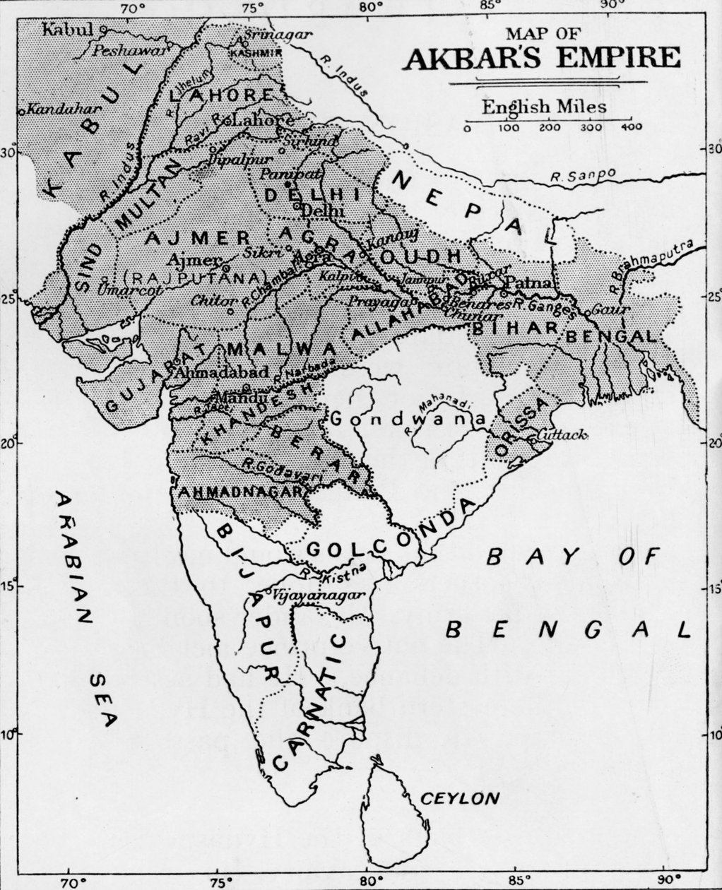 अकबर साम्राज्य का नक्शा, c1912 द्वारा अज्ञात