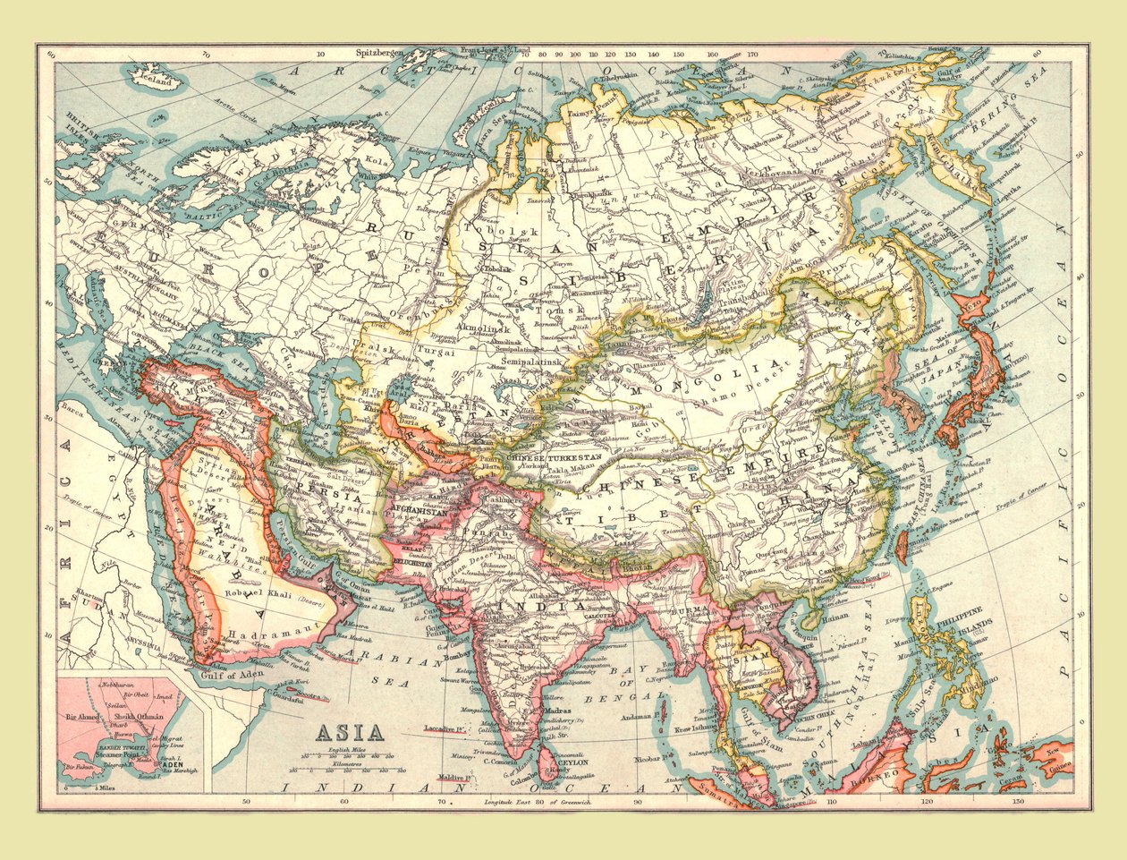 एशिया का मानचित्र, 1902। द्वारा अज्ञात
