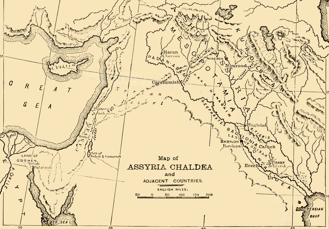 अश्शूर का नक्शा, चेडिया और आसन्न देश, 1890। द्वारा अज्ञात