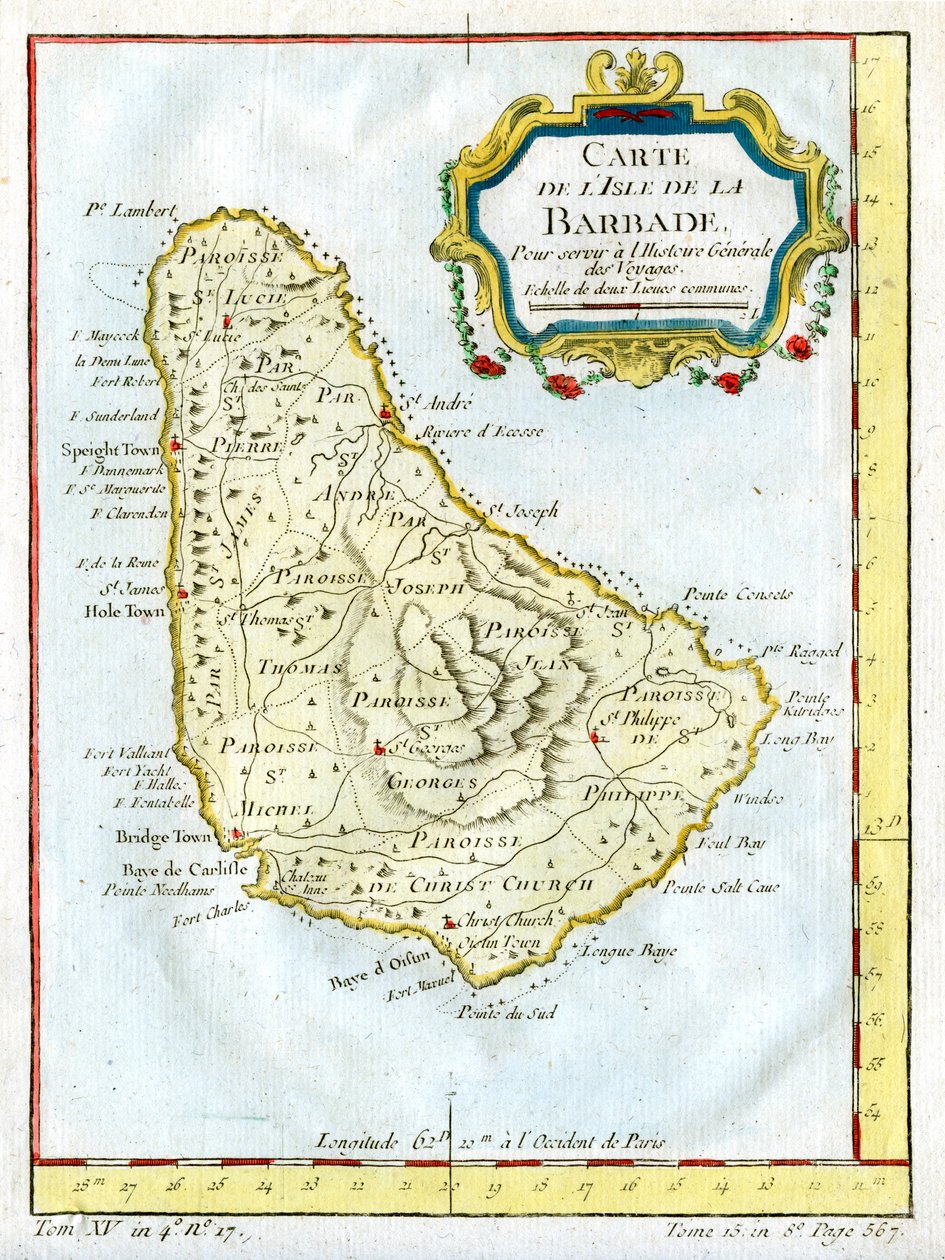 बारबाडोस का नक्शा, c1764 द्वारा अज्ञात