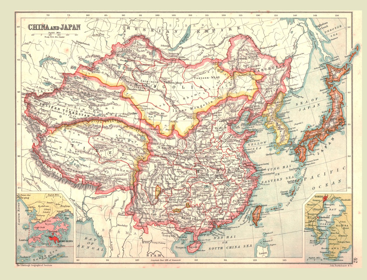 चीन और जापान का नक्शा, 1902। द्वारा अज्ञात