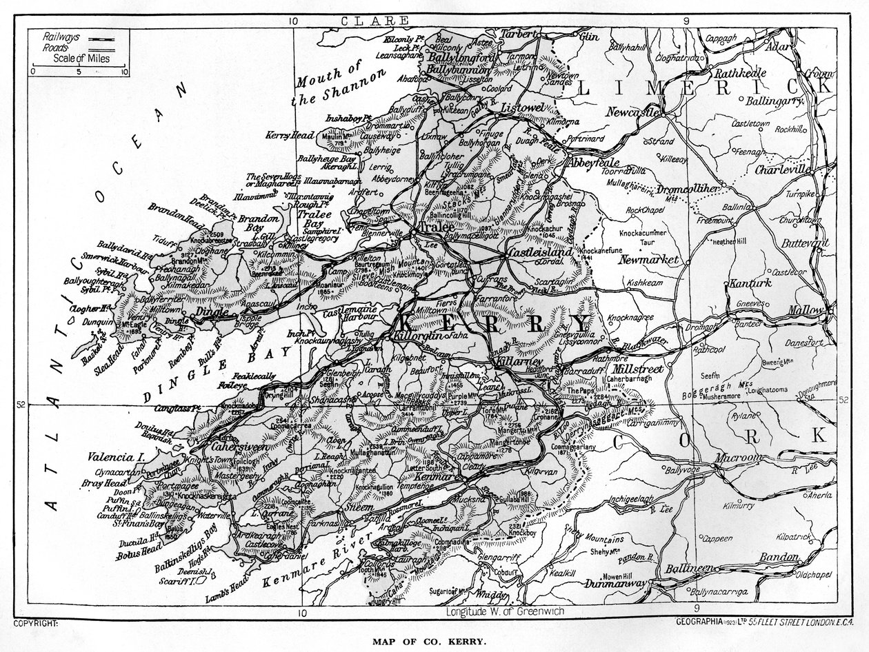 काउंटी केरी, आयरलैंड का मानचित्र, 1924-1926 द्वारा अज्ञात