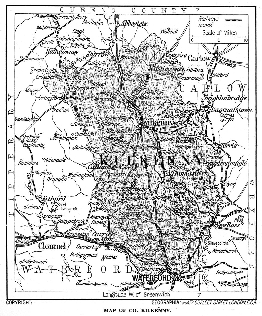 काउंटी किलकेनी का नक्शा, आयरलैंड, 1924-1926 द्वारा अज्ञात