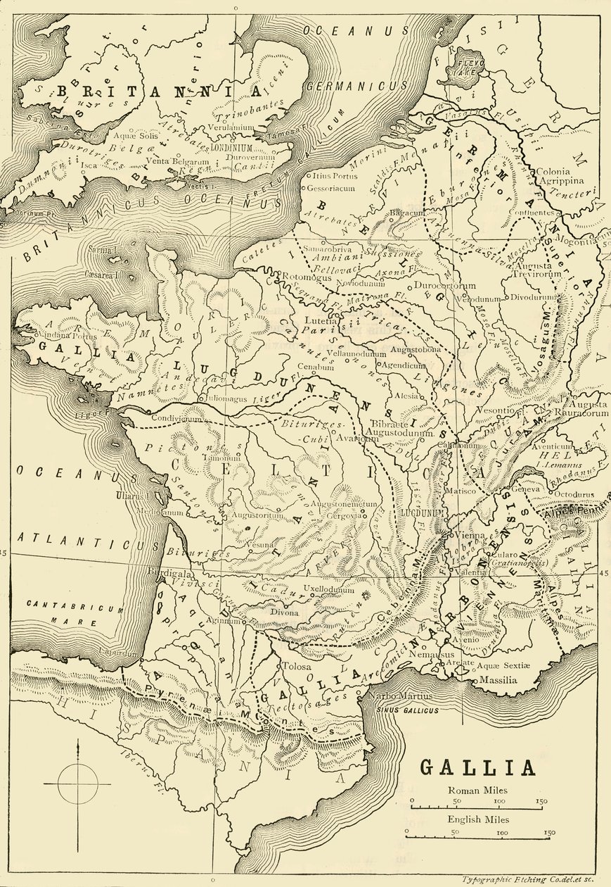 गॉल एंड ब्रिटेन का हिस्सा, 1890 का नक्शा। द्वारा अज्ञात