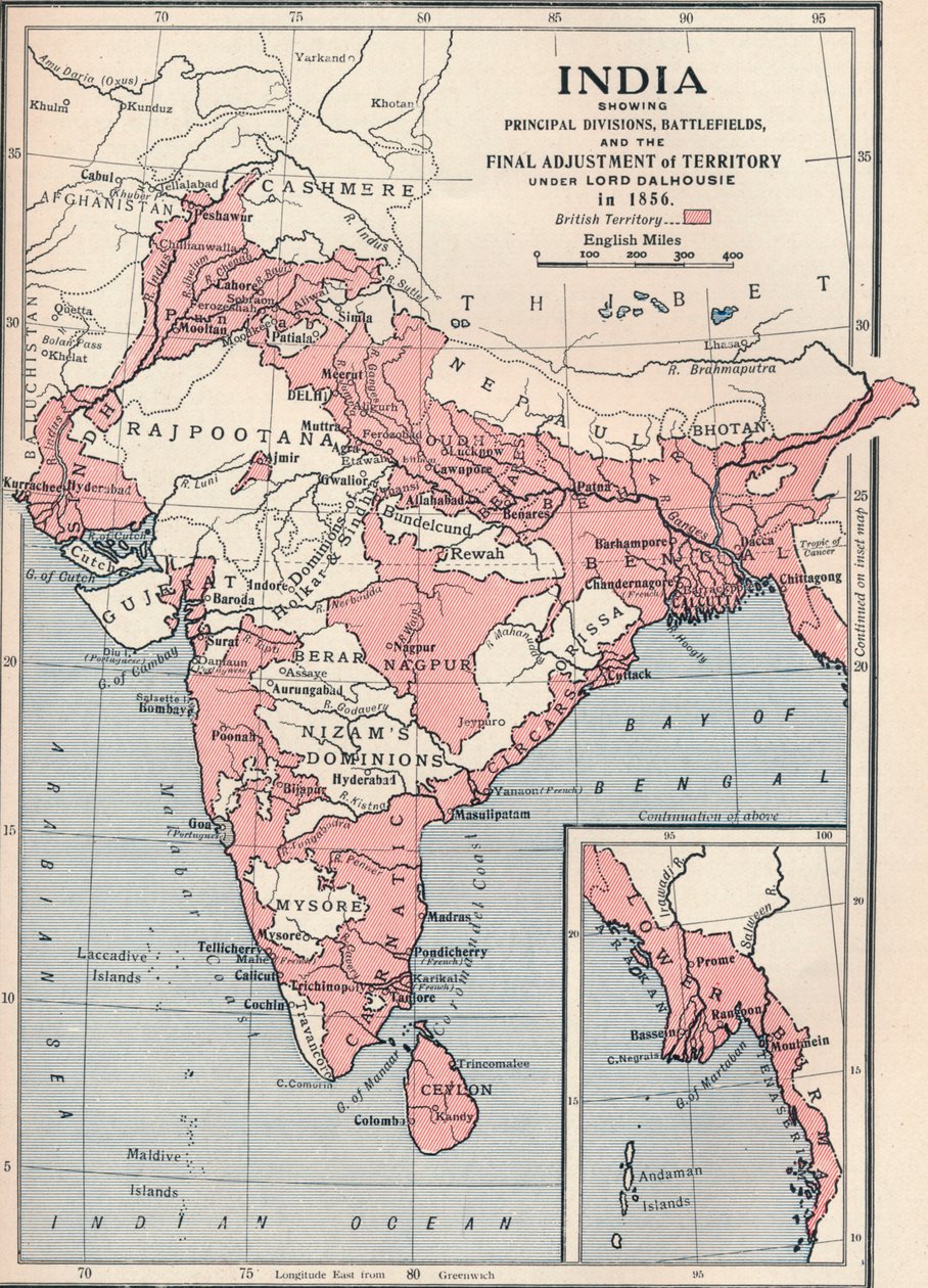 1856 1906 में भारत का नक्शा। द्वारा अज्ञात