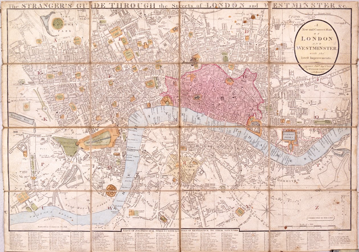 लंदन का मानचित्र, 1823 द्वारा अज्ञात