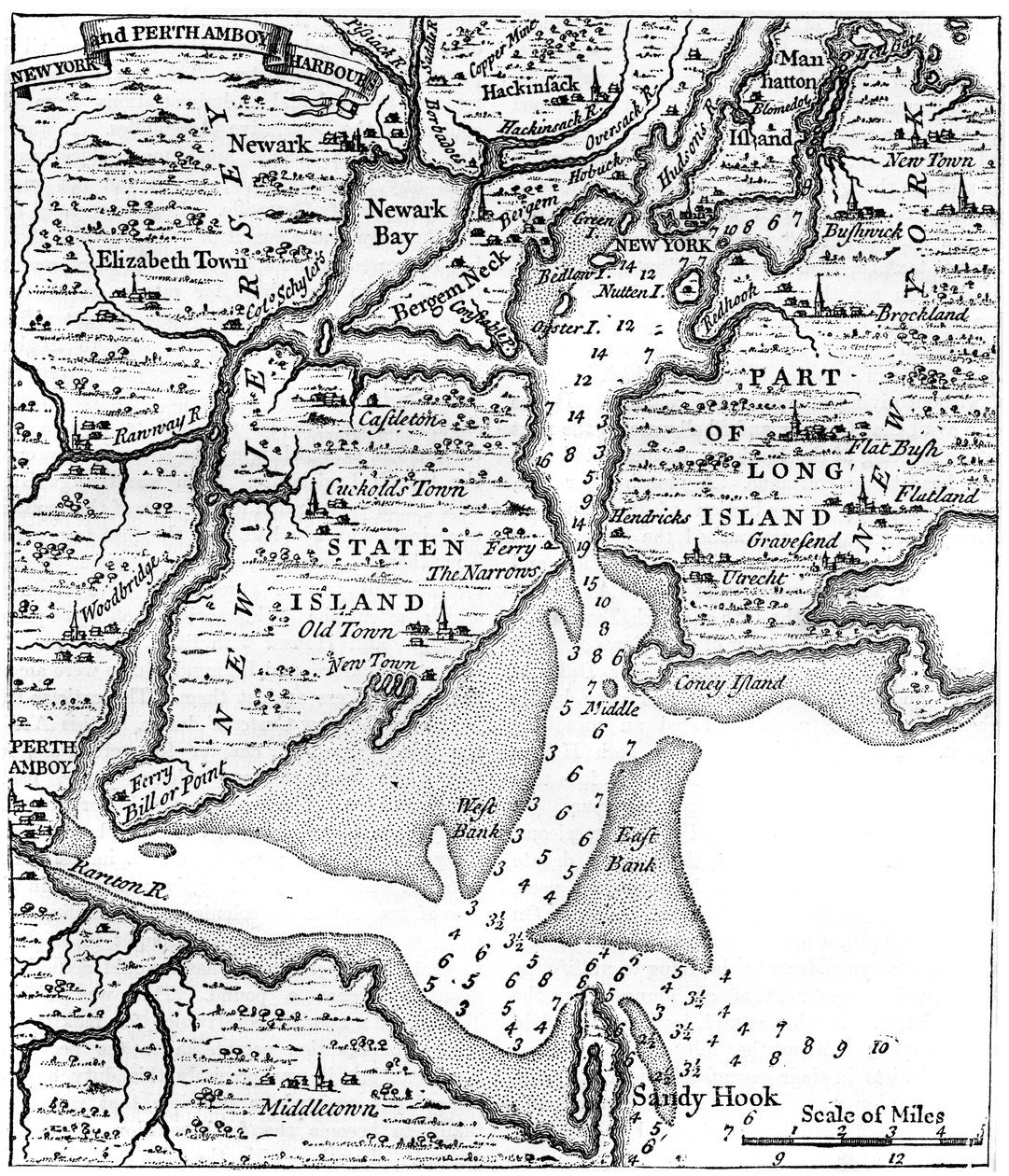 18 वीं शताब्दी के मध्य के बारे में न्यूयॉर्क का नक्शा, c1880 द्वारा अज्ञात