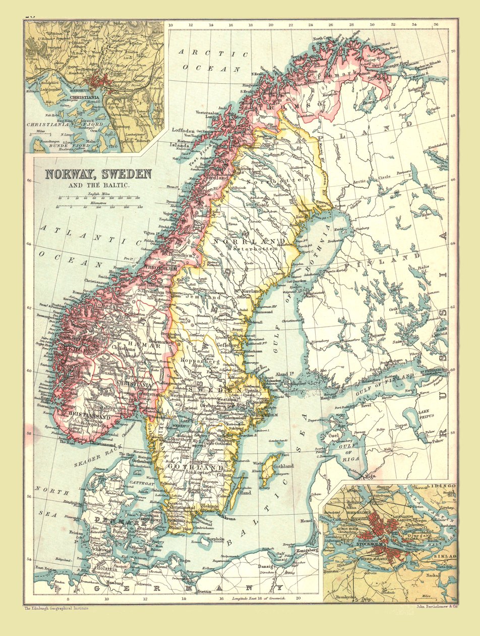 नॉर्वे और स्वीडन का नक्शा, 1902। द्वारा अज्ञात