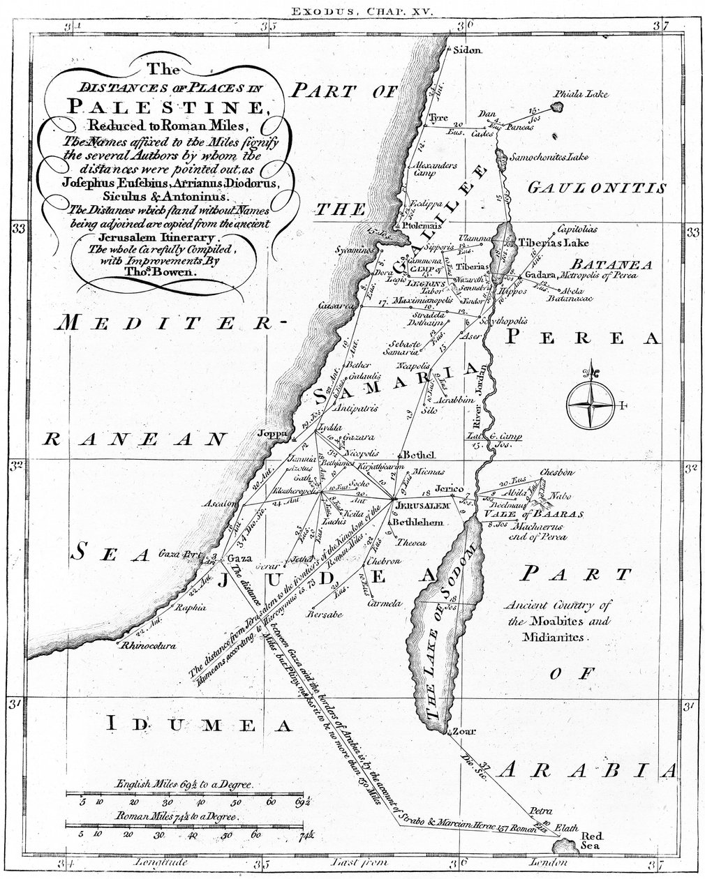 प्राचीन लेखकों पर आधारित फिलिस्तीन का नक्शा, c1830 द्वारा अज्ञात