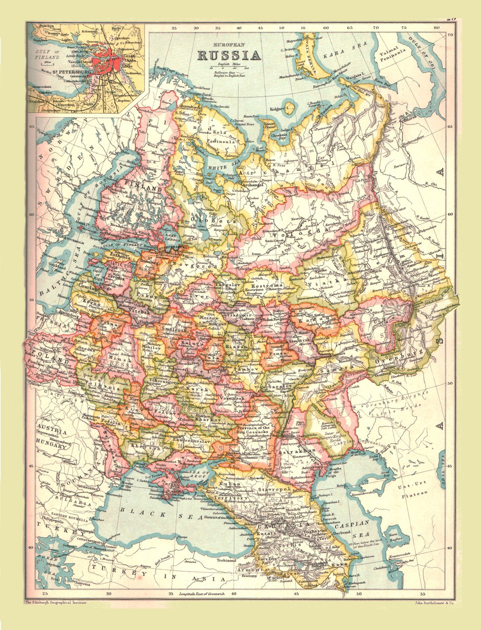 रूस का मानचित्र, 1902। द्वारा अज्ञात
