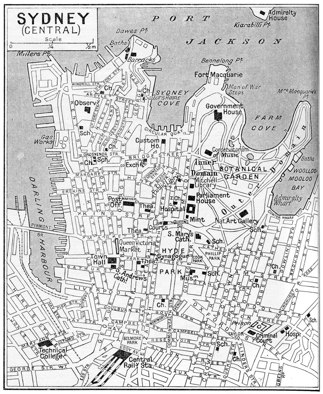केंद्रीय सिडनी का नक्शा, न्यू साउथ वेल्स, ऑस्ट्रेलिया, c1924 द्वारा अज्ञात