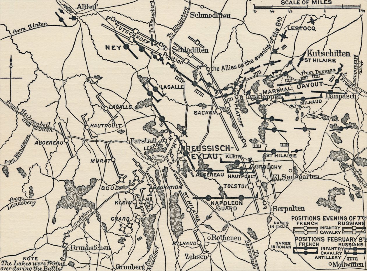 ईलाऊ की लड़ाई का नक्शा, 1807, 1896 द्वारा अज्ञात
