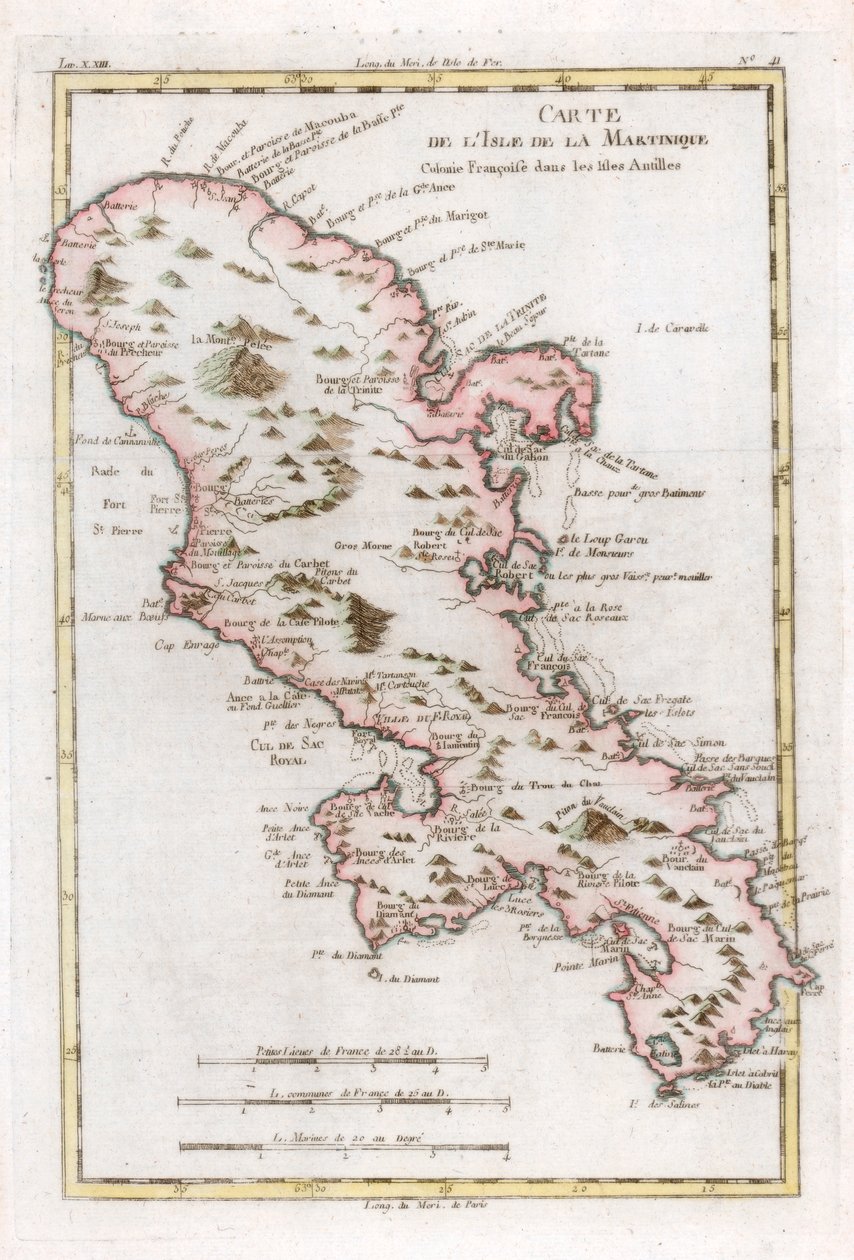 कैरिबियन द्वीप मार्टिनीक का नक्शा, c1783 द्वारा अज्ञात