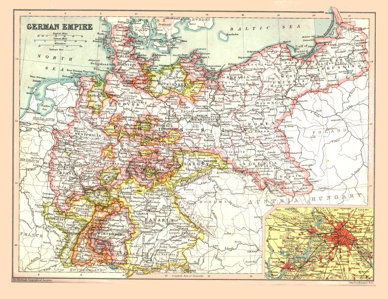 जर्मन साम्राज्य का नक्शा, 1902। द्वारा अज्ञात