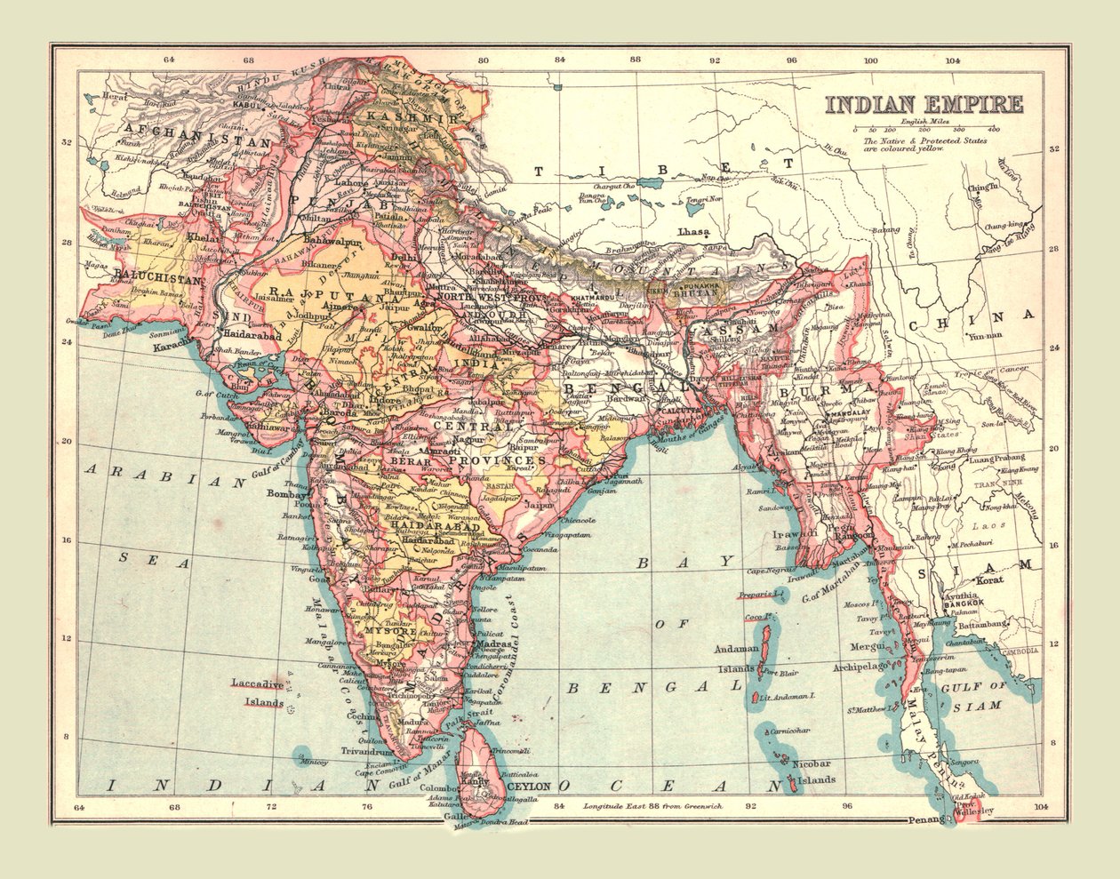 भारतीय साम्राज्य का नक्शा, 1902। द्वारा अज्ञात