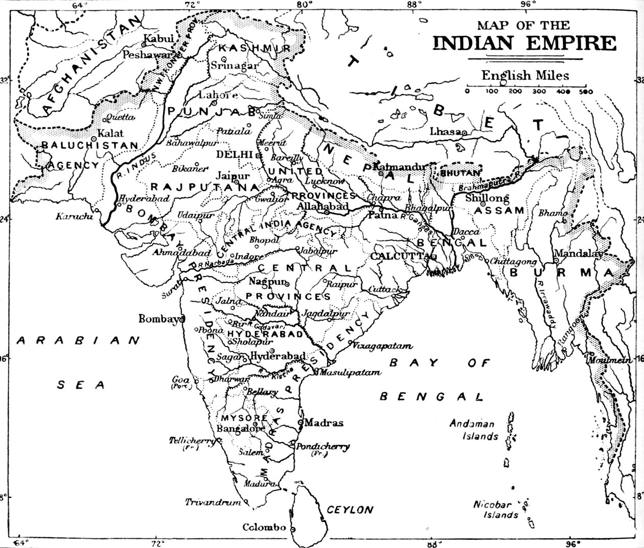भारतीय साम्राज्य का नक्शा, c1912 द्वारा अज्ञात