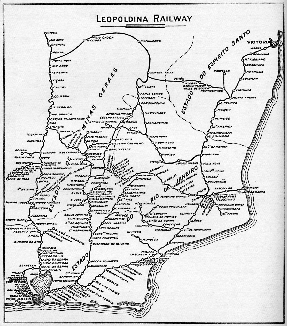 लियोपोल्डिना रेलवे सिस्टम का नक्शा, 1914। द्वारा अज्ञात