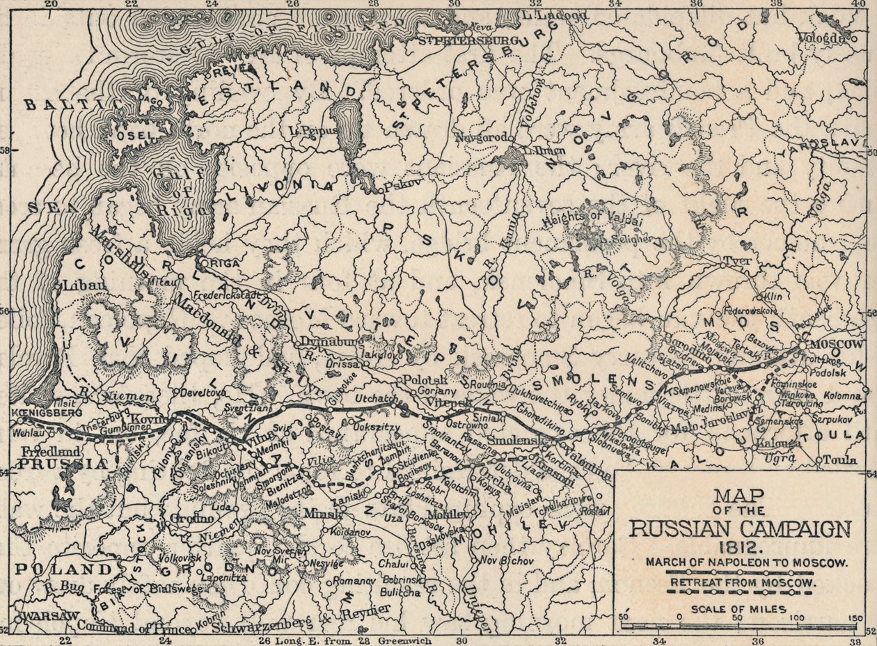 रूसी अभियान का नक्शा, 1812, 1896 द्वारा अज्ञात