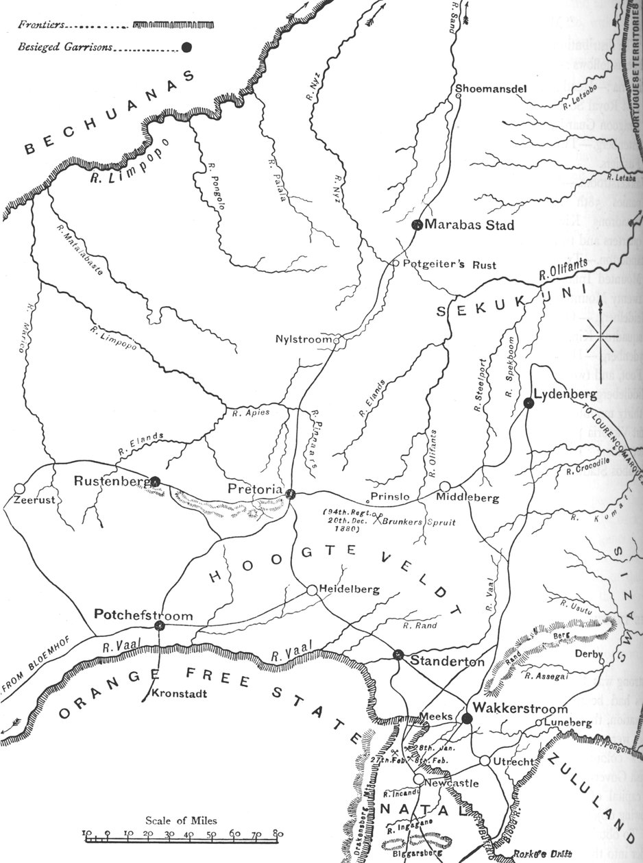 ट्रांसवाल में युद्ध के रंगमंच का मानचित्र, c1880 द्वारा अज्ञात