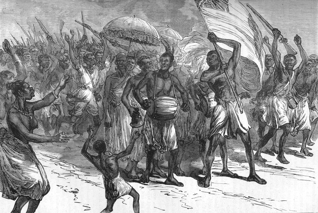 मार्च ऑफ आशांती वारियर्स, सी 1880 द्वारा अज्ञात
