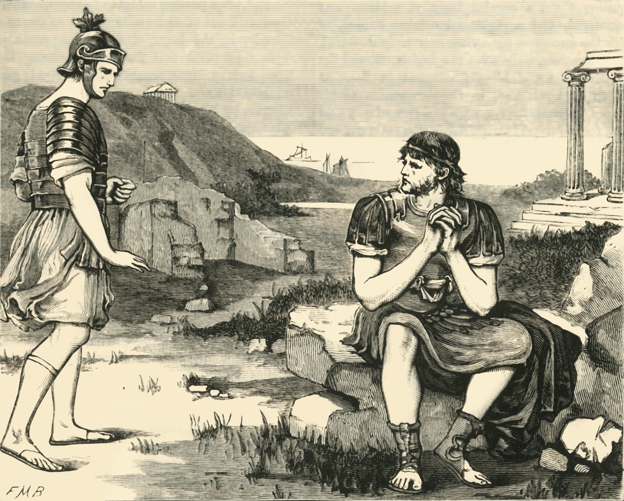 1890 के कार्हेज के अवशेषों के बीच मैरियस। द्वारा अज्ञात