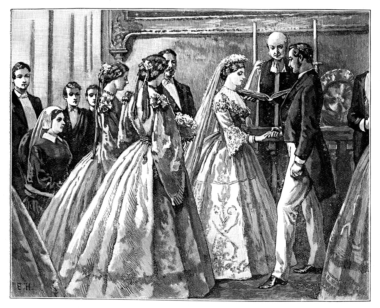 राजकुमारी एलिस और लुडविग IV की शादी, हेस का ग्रैंड ड्यूक, 1 जुलाई 1862 के अंत में 19 वीं सदी द्वारा अज्ञात