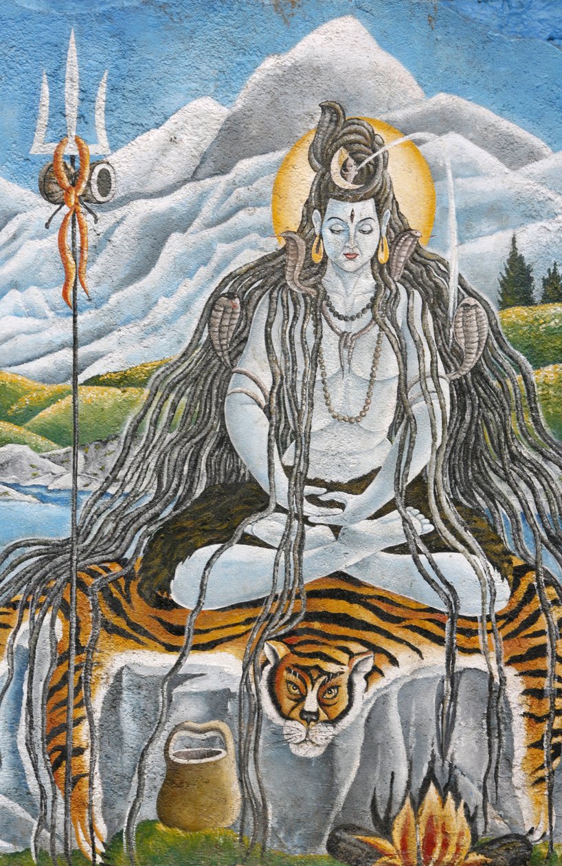 पशुपतिनाह, काठमांडू, नेपाल में नाजा सांपों के साथ शिव का ध्यान करते हुए द्वारा अज्ञात