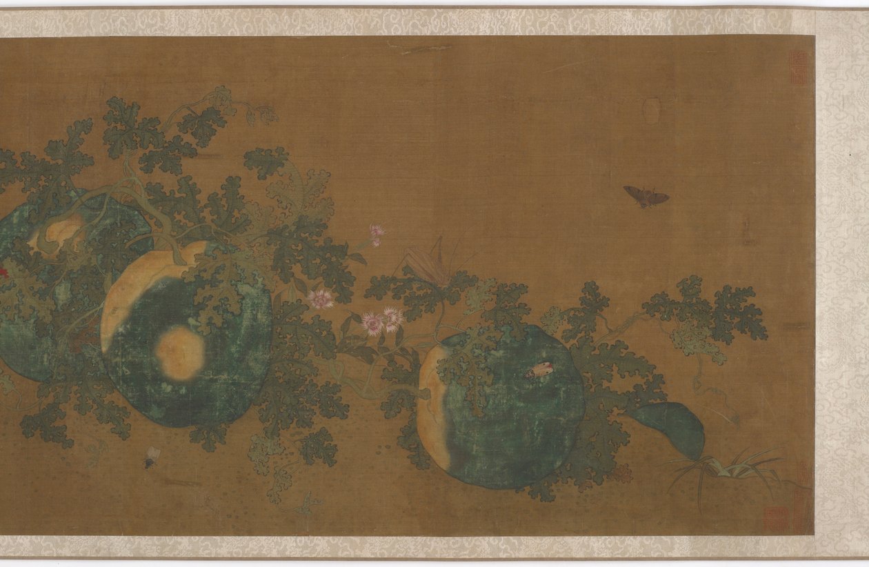 खरबूजे की लताएँ, फूल और कीड़े, 1368-1644। द्वारा अज्ञात