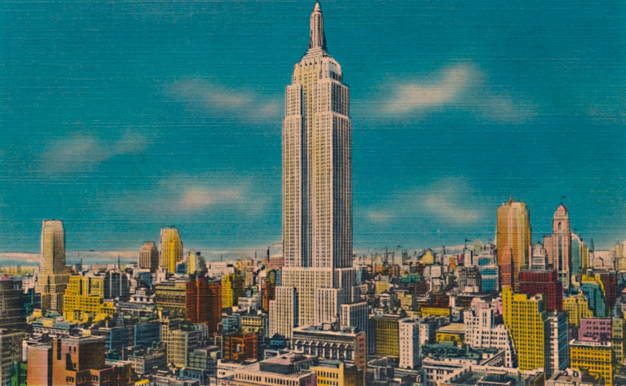 मिडटाउन स्काईलाइन शो एम्पायर स्टेट बिल्डिंग, न्यूयॉर्क सिटी, c1940s द्वारा अज्ञात