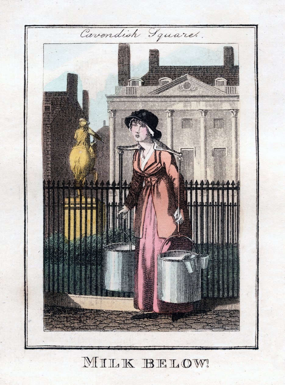 नीचे दूध!, कैवेंडिश स्क्वायर, लंदन, 1805 द्वारा अज्ञात