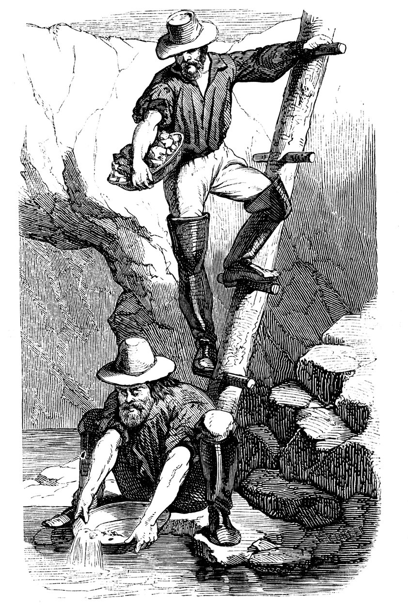 कैलिफ़ोर्निया गोल्ड रश, 1849 के दौरान सोने के लिए माइनर पैनिंग द्वारा अज्ञात