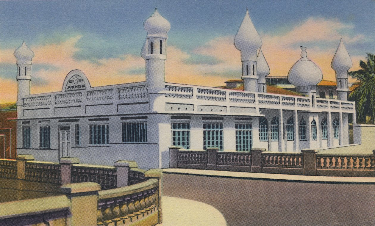 मोहम्मडन मस्जिद, पोर्ट ऑफ स्पेन, त्रिनिदाद, BWI, c1940s। द्वारा अज्ञात