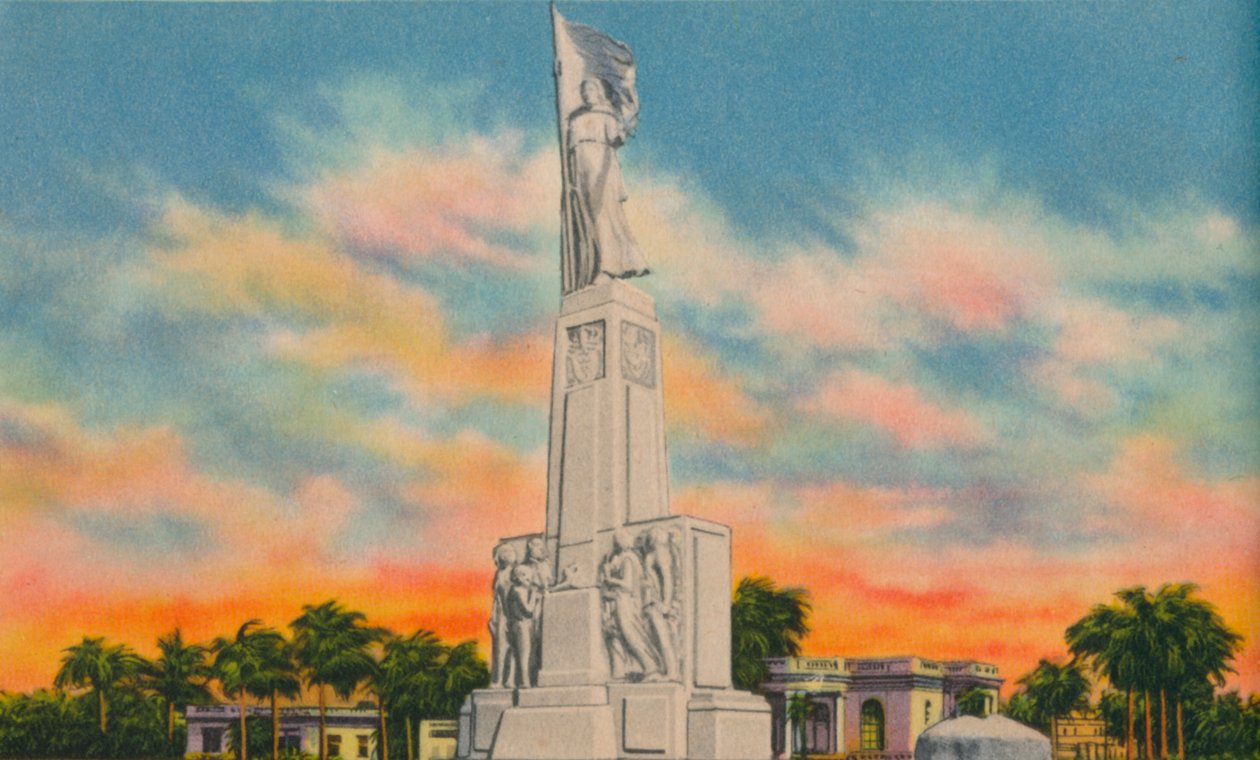 स्मारक पर ध्वज, बैरेंक्विला, c1940s द्वारा अज्ञात
