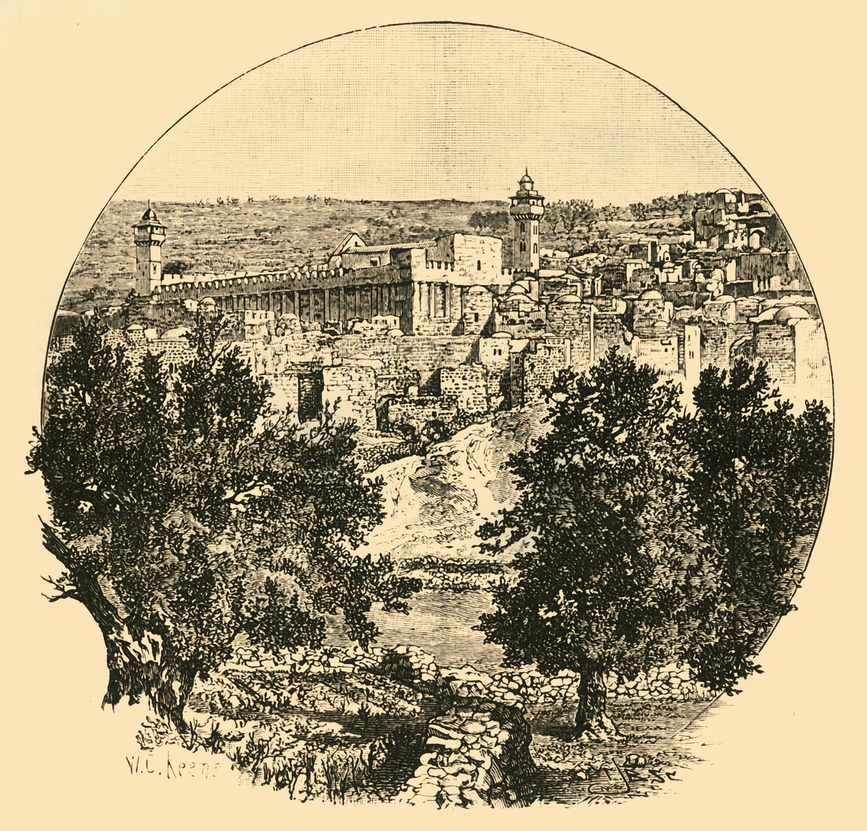 हेब्रोन, 1890 में मस्जिद। द्वारा अज्ञात