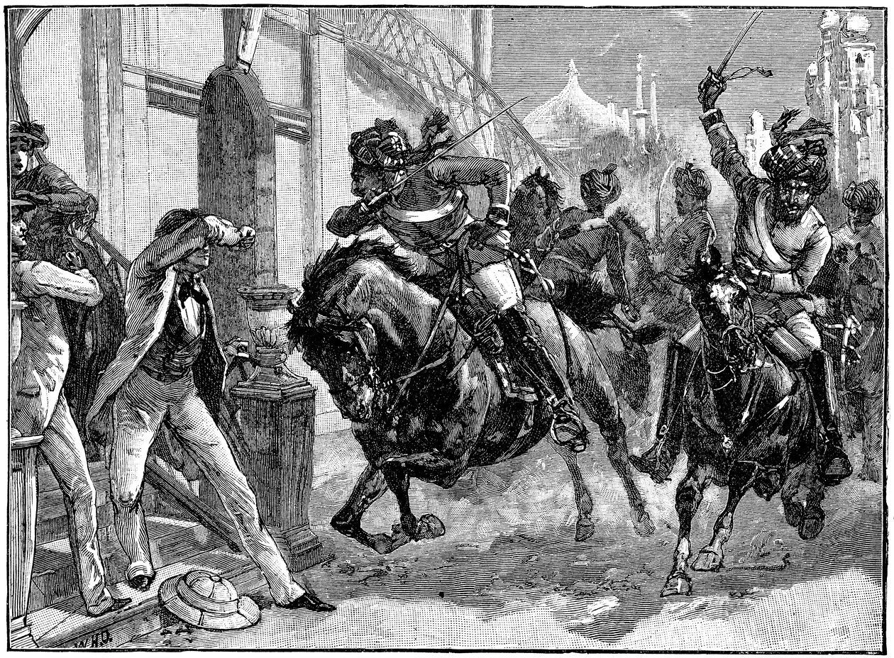 दिल्ली, भारतीय विद्रोह, मई 1857 c1895 की सड़कों के माध्यम से घुड़सवार विद्रोही सिपाही द्वारा अज्ञात