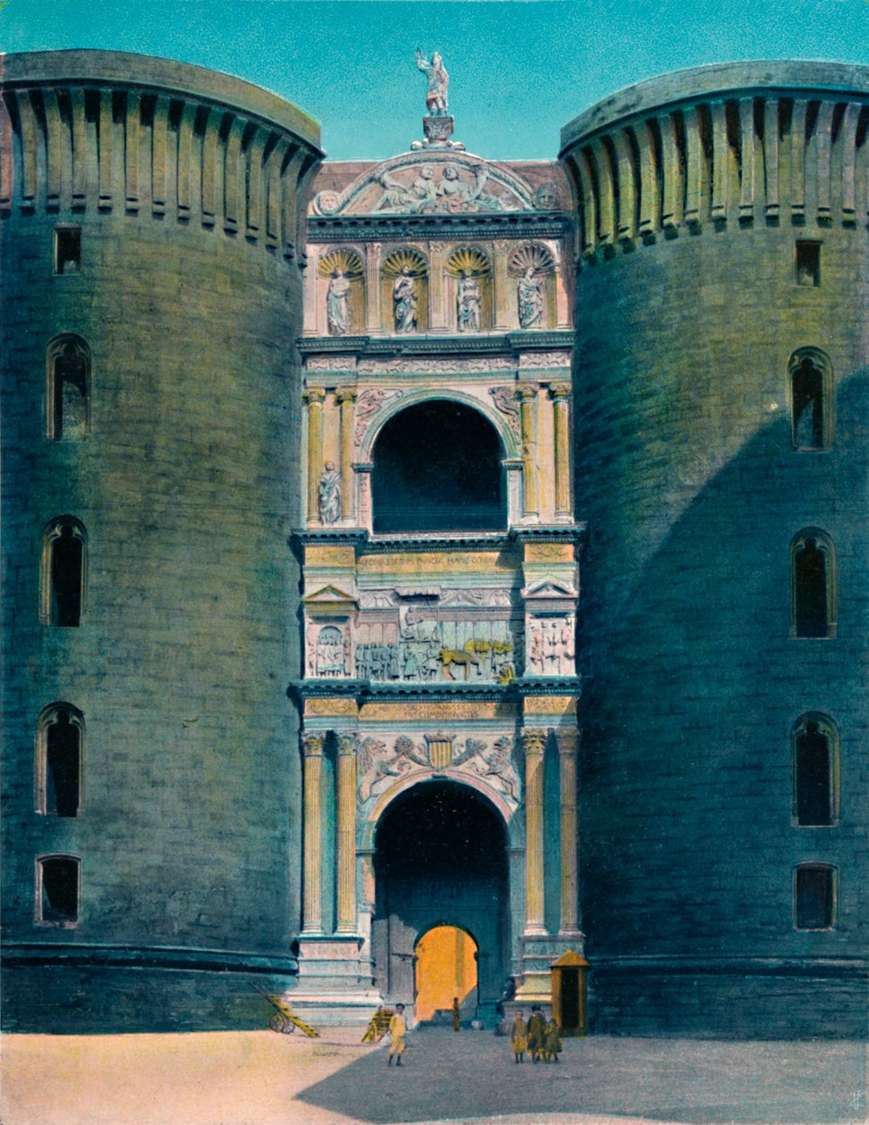 नेपल्स - Castel Nuovo, Arco DAragona, c1900। द्वारा अज्ञात