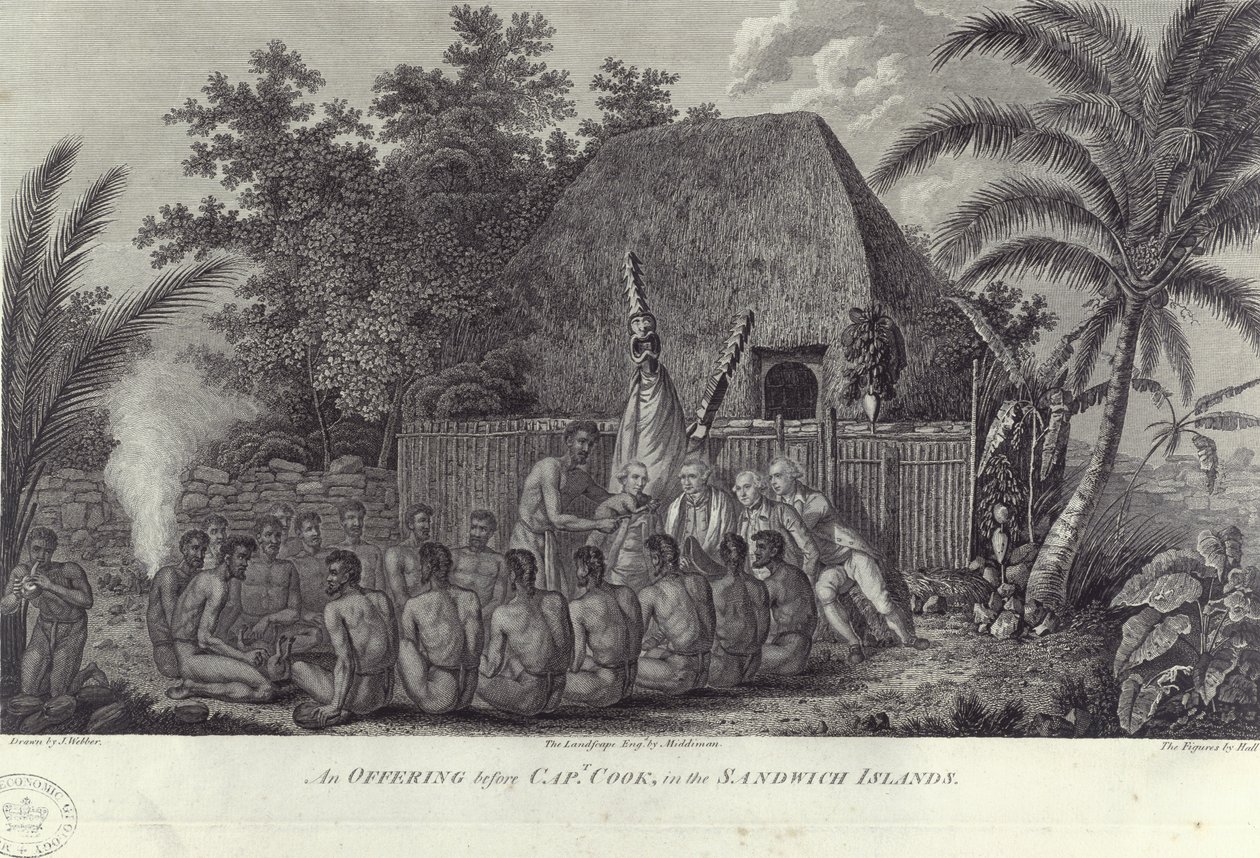 सैंडविच, हवाई के कैप्टन कुक, c1778 के सामने स्वाइन का कत्लेआम द्वारा अज्ञात