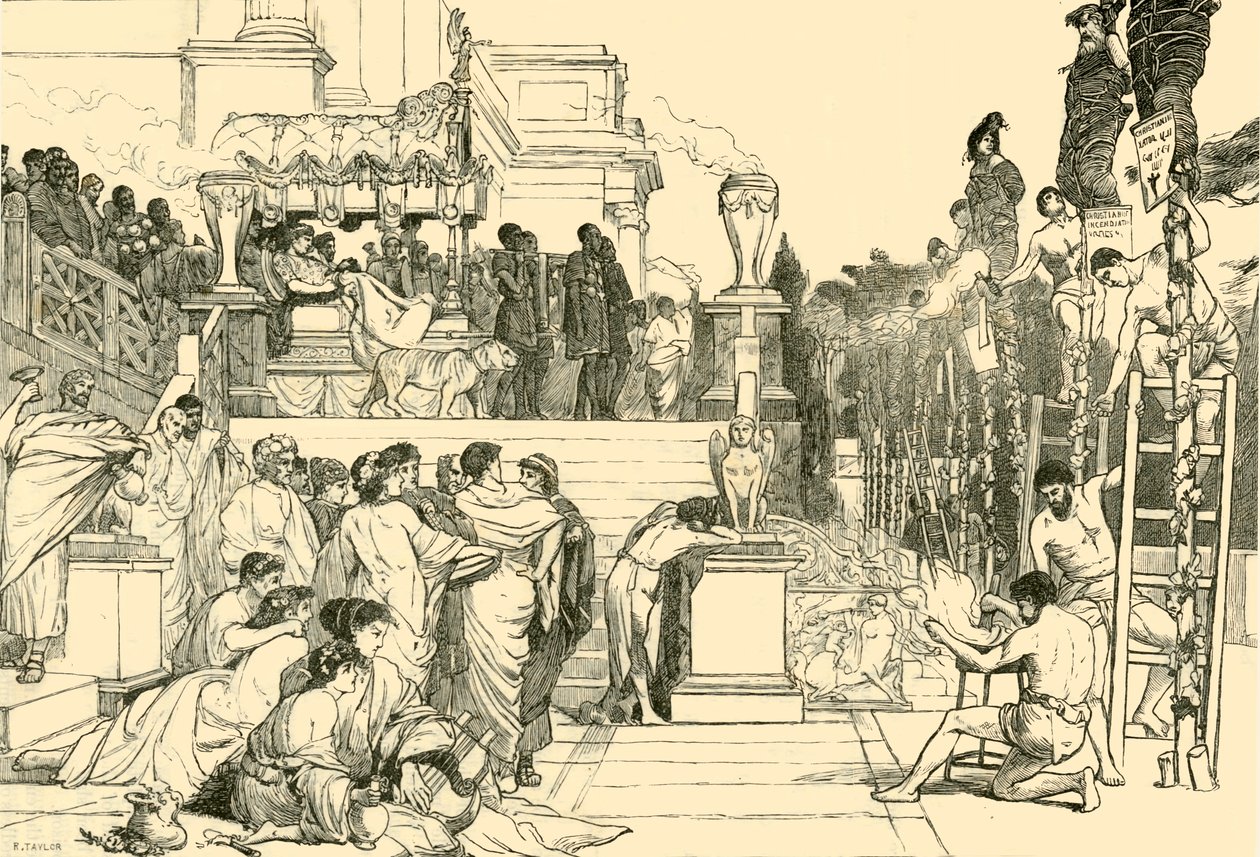 नेरोस टार्च - 1890 में रोम में ईसाइयों को जलाना। द्वारा अज्ञात