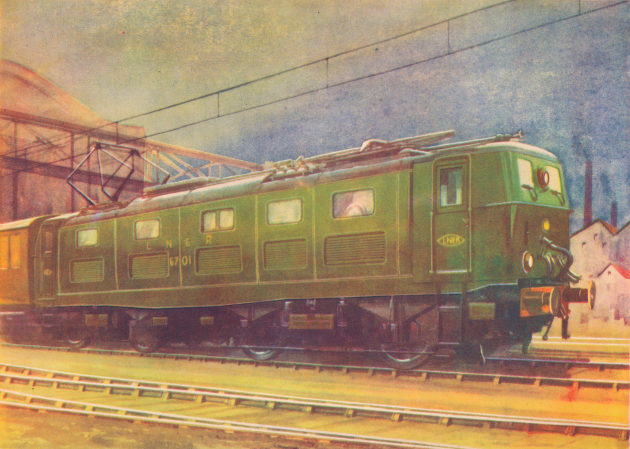 न्यू इलेक्ट्रिक लोकोमोटिव, LNER, मैनचेस्टर लंदन रोड स्टेशन को छोड़कर, 1940 द्वारा अज्ञात
